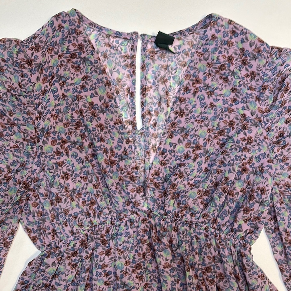 Wild Fable Floral Mini Sundress Sz Med V-Neck Empire Waist Cottagecore Romantic - Picture 3 of 11